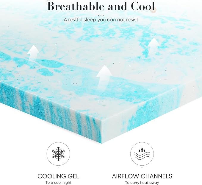 2-3 Inch Gel Memory Foam Mattress Topper